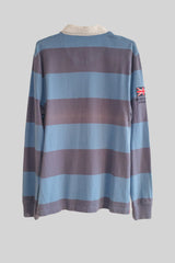 Striped long-sleeve shirt with a Union Jack flag patch on a light gray background